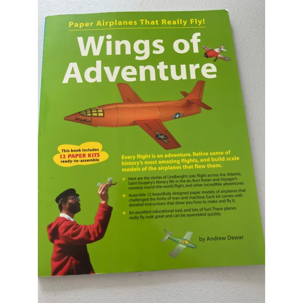 Wings of Adventure Paper Airplane Kit Book 2004 Andrew Dewar 1st Print Periplus
